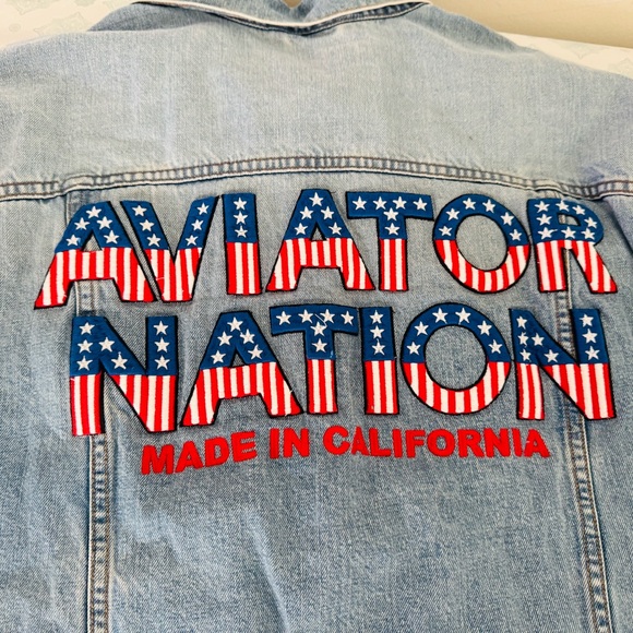 Aviator Nation Light Blue Denim Jacket with Star Accents - Picture 4 of 11